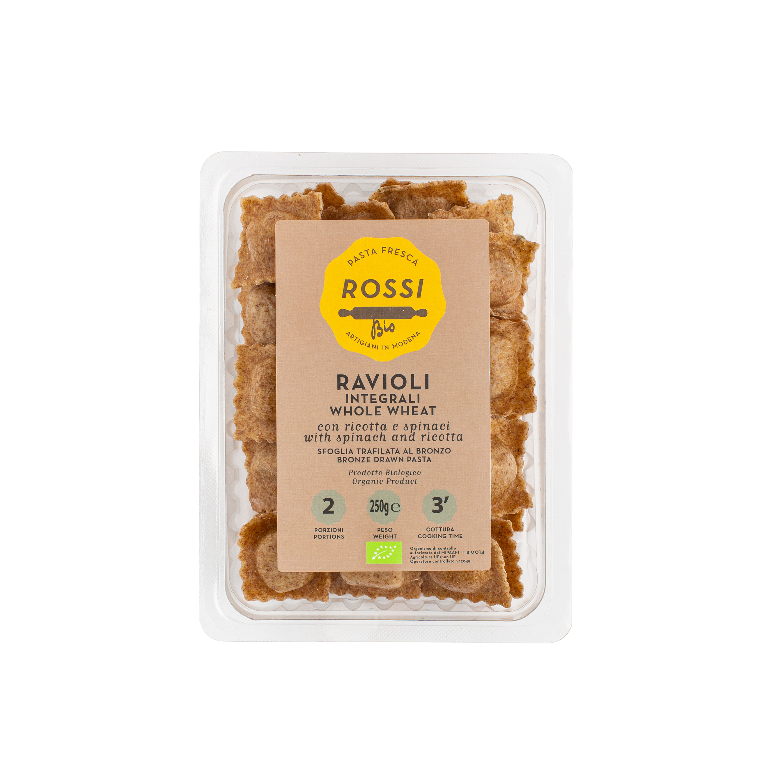 Ravioli integrali con ricotta e spinaci Biologici