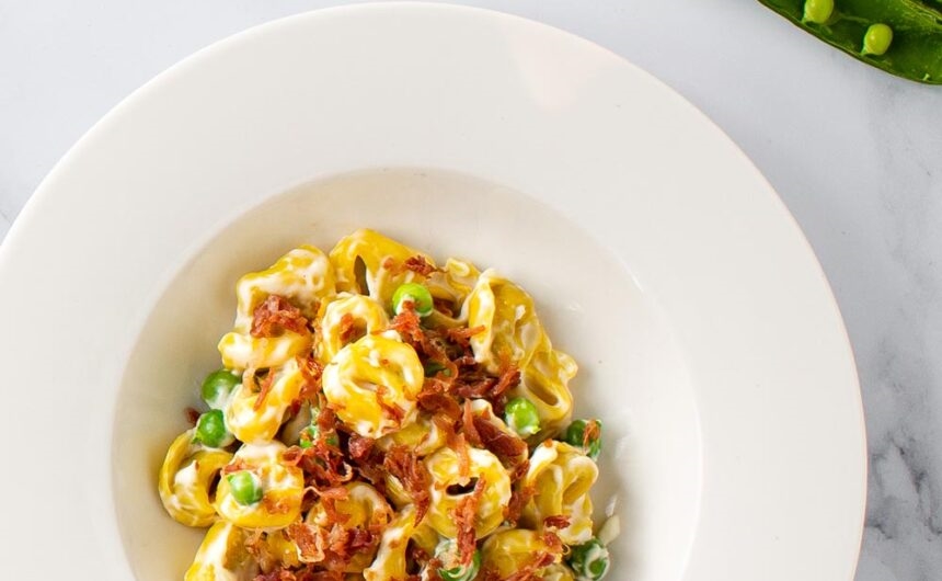 Modena Tortellini with Peas and Crispy Cured Ham